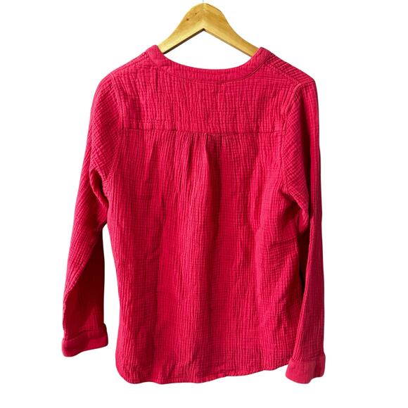 Mote Long Sleeve 3 Button V-Neck Gauze Light Weight Tunic Top Women Size Large - Picture 2 of 6